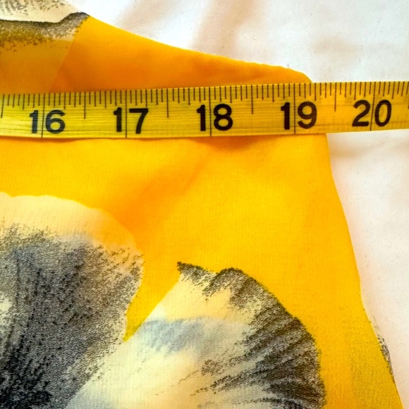 BCX Tank Top, Very Soft and Sheer Yellow Floral Keyhole Layered - Picture 7 of 8